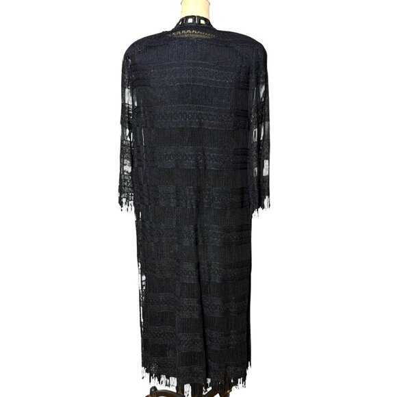 Vintage black sparkly dress and open long jacket by Damianou Size L - Picture 6 of 12